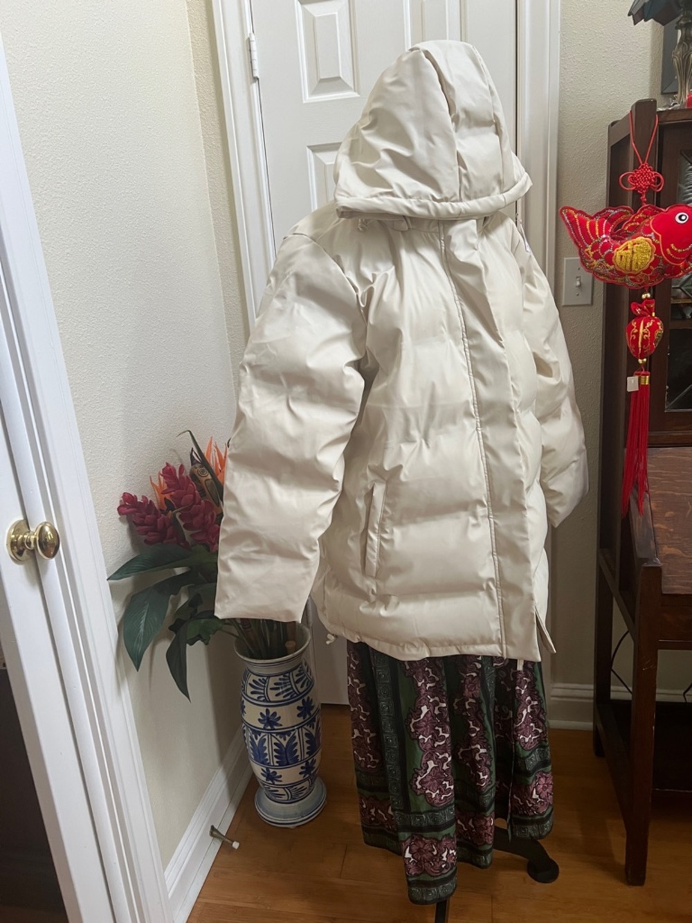 NWT Lands' End Squall Slicker Parka dusk cream XL - Picture 7 of 10